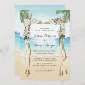 ビーチアーバーウッドアーチフローラトロピカル結婚ズ 招待状 (正面/裏面)