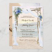 ビーチアーバーサンセットブルーオーキッド結婚式招待状 招待状 (正面/裏面)