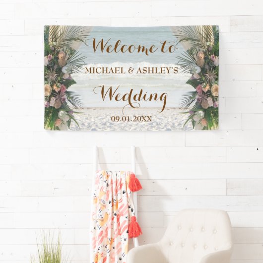 ビーチアーバーバラトロピカルサンセット結婚の背景 横断幕 (インサイチュ)