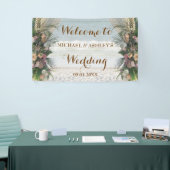 ビーチアーバーバラトロピカルサンセット結婚の背景 横断幕 (トレードショー)