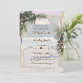 ビーチアーバーバラトロピカル葉スサンセット結婚ズ 招待状 (スタンド正面)