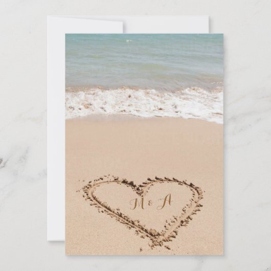 ビーチアーバーバラトロピカル葉スサンセット結婚ズ 招待状 (裏面)