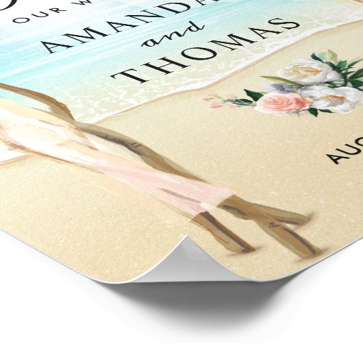 ビーチアーバーフローラ結婚トロピカルアーチ徴候 ポスター (角)