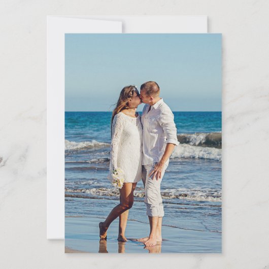 ビーチアーバー写真ウェディング日付カードを保存 セーブザデート (裏面)