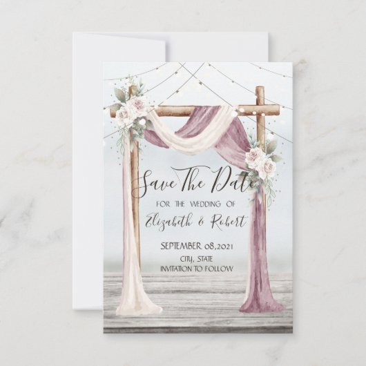 ビーチアーバー文字列ライト日付を保存 セーブザデート (正面)