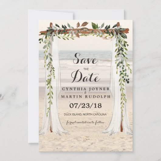 ビーチアーバー結婚式 Save the Date 招待状 (正面)