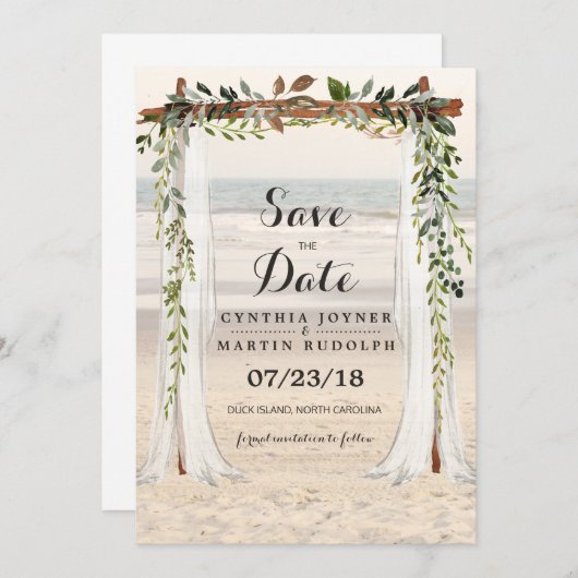 ビーチアーバー結婚式 Save the Date 招待状 (正面/裏面)