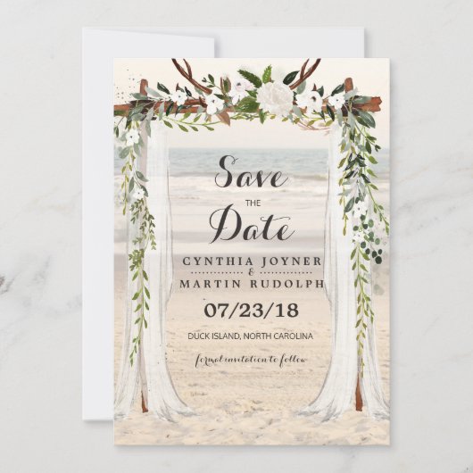 ビーチアーバー結婚式 Save the Date 招待状 (正面)