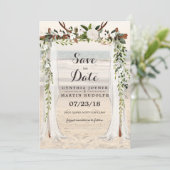 ビーチアーバー結婚式 Save the Date 招待状 (スタンド正面)
