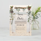 ビーチアーバー結婚式 Save the Date 招待状 (スタンド正面)