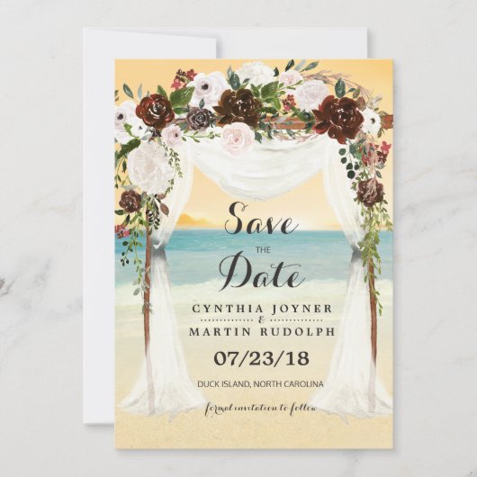 ビーチアーバー結婚式 Save the Date 招待状 (正面)