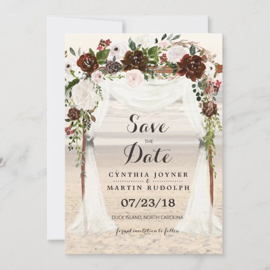 ビーチアーバー結婚式 Save the Date 招待状 (正面)