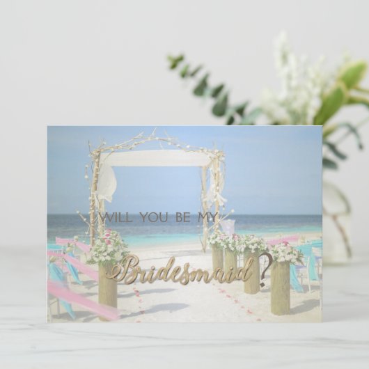 ビーチアーバー花のウェディング ブライズメイドカード 招待状 (スタンド正面)