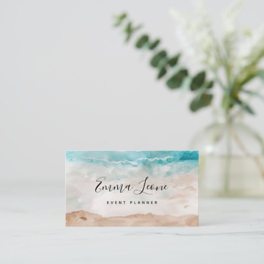 ビーチイウォーターの色 | シーブルー、クリーム、ブラウン 名刺 (スタンド正面)