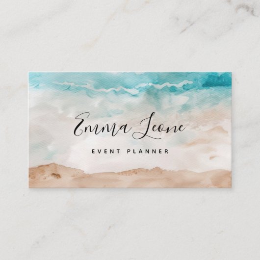 ビーチイウォーターの色 | シーブルー、クリーム、ブラウン 名刺 (正面)