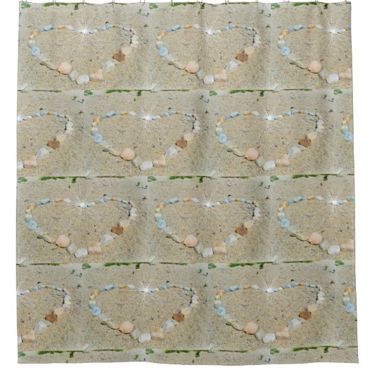 ビーチイハートアート シャワーカーテン (正面)