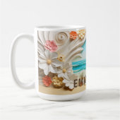 ビーチイパーソナライズされたコーブフローラ3Dルックビーチ コーヒーマグカップ (左)