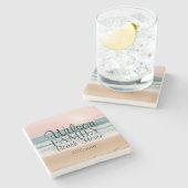 ビーチイパーソナライズされたシーサイドコスターズ ストーンコースター (横)