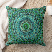 ビーチイブルーとグリーンスパイダーウェブ クッション (ブランケット)