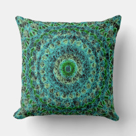ビーチイブルーとグリーンスパイダーウェブ クッション