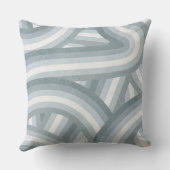 ビーチイブルーレトロレインボーストライプズ模様 クッション (裏面)