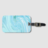 ビーチイブルー抽象芸術アクリル ラゲッジタグ (正面横)