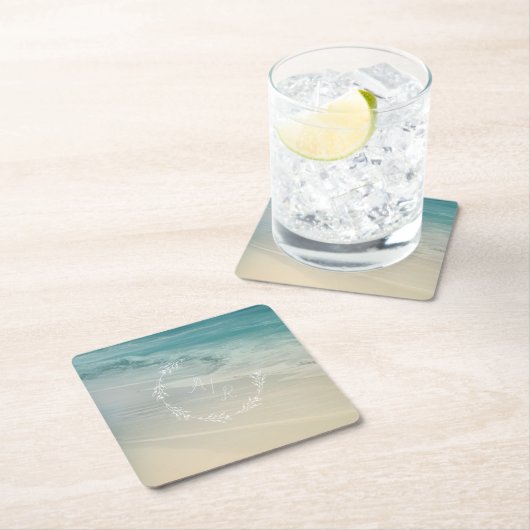 ビーチイベントモノグラム スクエアペーパーコースター (インサイチュ)