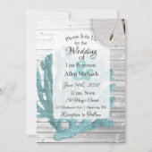 ビーチイホワイトウォッシュウッド結婚式招待状 招待状 (正面)