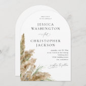 ビーチイボホパンパスグラス結婚ズV2アーチ 招待状 (正面/裏面)