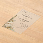 ビーチイボホパンパスグラス結婚ズV2 アクリル招待状 (レイダウン)