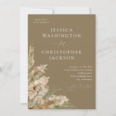 ビーチイボホパンパスグラス結婚ズV2 – トープ 招待状 (正面)