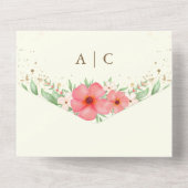 ビーチイボホピンク&アイボリーグリーン結婚フローラ オールインワン招待状 (裏面)