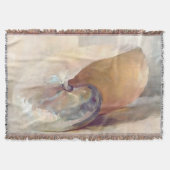 ビーチイミニマリストベージュシーシェルヴィンテージ スローブランケット (正面)