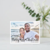 ビーチイメリークリスマスおもしろいの休暇写真 シーズンポストカード (スタンド正面)