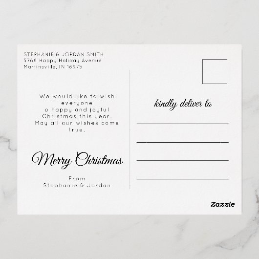 ビーチイメリークリスマスおもしろいの休暇写真 箔シーズンポストカード (裏面)