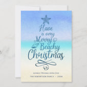 ビーチイメリーークリスマスのトロピカル3写真 シーズンカード (正面)