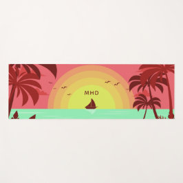 ビーチイラストレーションカスタムモノグラムヨガマット ヨガマット