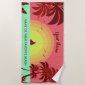ビーチイラストレーションカスタム文字ビーチタオル ビーチタオル (正面)