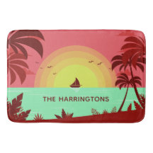 ビーチイラストレーション名前をカスタムするバスマット