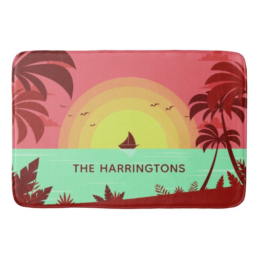 ビーチイラストレーション名前をカスタムするバスマット バスマット (正面)