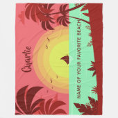 ビーチイラストレーション名前をカスタムする&文字毛布 フリースブランケット (正面)