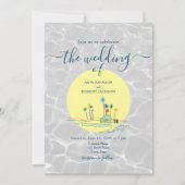 ビーチイラスト 夏の結婚式 招待状 (正面)