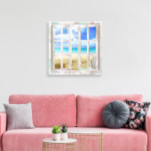 ビーチインオープンウインドウコースタルコテージ包まれた キャンバスプリント (インサイチュ (リビング))