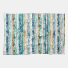 ビーチイ抽象芸術、アルコールインクストライプ キッチンタオル