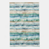ビーチイ抽象芸術、アルコールインクストライプ キッチンタオル (縦)