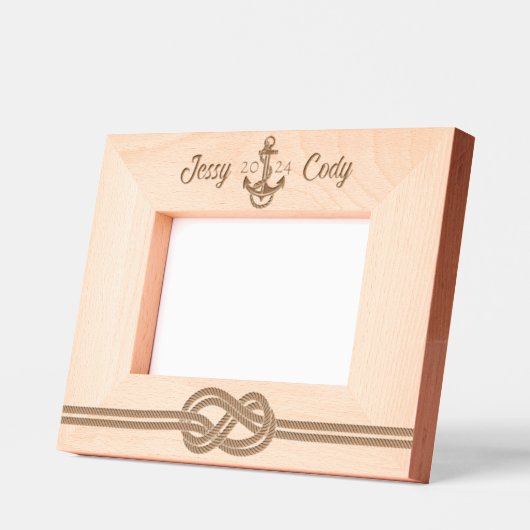 ビーチイ航海のいかり名前をカスタムするパーソナライズされた レーザー彫刻フレーム (左)