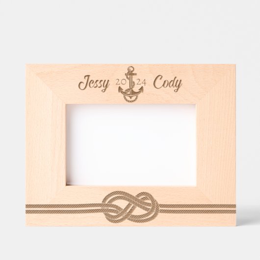 ビーチイ航海のいかり名前をカスタムするパーソナライズされた レーザー彫刻フレーム (正面)