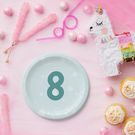 ビーチイ誕生日バブルティール(緑がかった色)紙プレート ペーパープレート (パーティー)