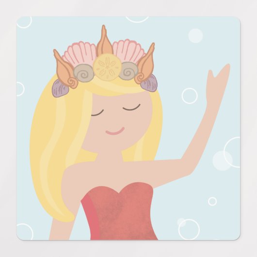 ビーチイ誕生日マーメイドピーチティール(緑がかった色) ラベル (デザイン1)