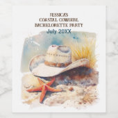 ビーチウィークエンドコースト女性のカーボーイバチェロレッテ ワインラベル (シングルラベル)